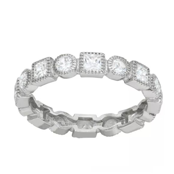 NWT Cubic Zirconia Filigree Eternity Band Ring sz 8 - Picture 1 of 2
